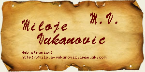 Miloje Vukanović vizit kartica